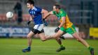 Cavan’s Thomas Galligan in action with Michael Murphy of Donegal during Cavan’s win in the Ulster football final at Athletic Grounds, Co Armagh. Photograph: Morgan Treacy/Inpho