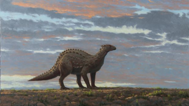 Reconstruction of life of a Scelidosaurus. Artwork by Julian Friers, part of the Lost Monsters series.
