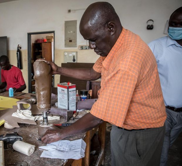 Making prosthetic limbs at Gulu Regional Referral Hospital. Photograph: Sally Hayden
