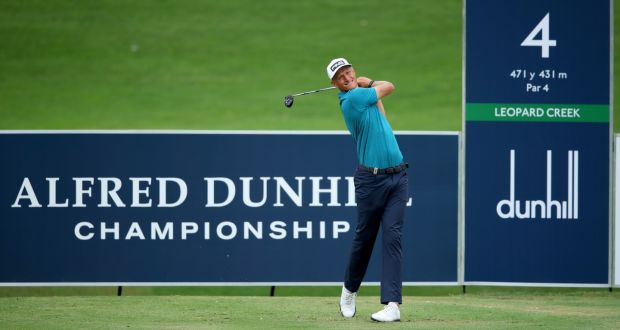 Poland’s Adrian Meronk on the fourth  tee during the second round of the Alfred Dunhill Championship at Leopard Creek Country Golf Club  in Malelane, South Africa. Photograph: Warren Little/Getty Images