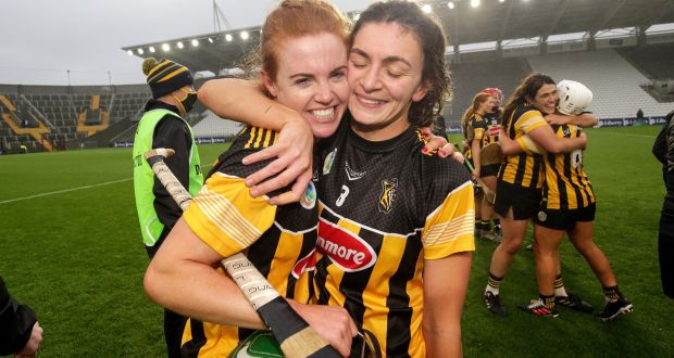 Kilkenny’s Collette Dormer and Claire Phelan celebrate  after the victory over Cork in the Liberty Insurance All-Ireland senior camogie semi-final at  Páirc Uí Chaoimh. Photograph: Laszlo Geczo/Inpho