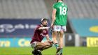 Galway’s Seán Loftus shakes hands with Limerick’s Adrian Breen after the game. Photograph: Inpho