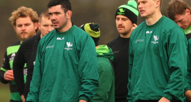 Connacht captain Paul Boyle (left) during their training session at the Sportsground on Tuesday. Photograph:  James Crombie/Inpho