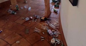 Used nitrous oxide ‘laughing gas’ canisters, and other rubbish strewn across the floor. Photograph: Lisa Wilkinson