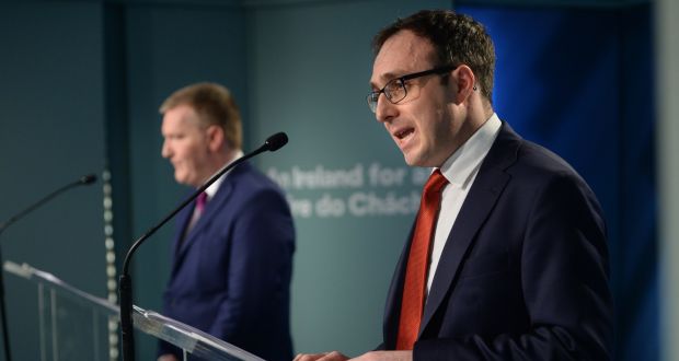 Minister of State Robert Troy (right)  encouraged consumers in Ireland to continue to enjoy the benefit from shopping online with the UK but he urged them to ‘think ahead’ before making a purchase. File image: Dara Mac Donaill / The Irish Times