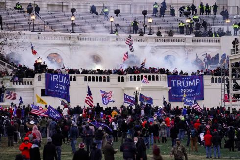 Violent protesters, loyal to Trump, storm the Capitol. Photograph: John Minchillo/AP