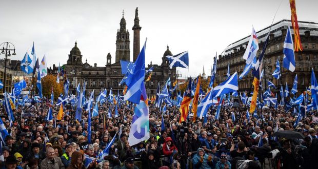 A Scottish independence rally in Glasgow in November 2019. Photograph: Andy Buchanan / AFP
