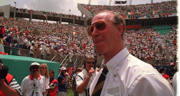 Republic of Ireland manager Jack Charlton following  Ireland’s World Cup match against Mexico in Orlando, Florida, in 1994. The documentary Finding Jack Charlton will be shown on Virgin Media Television this spring, along with a raft of escapist entertainment. Photograph: Joe St Leger/The Irish Times