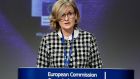 Ireland’s EU commissioner Mairead McGuinness: ‘It isn’t our objective that we’re trying to take some of the one million people’s jobs that are in the United Kingdom. But we are trying to take account of Brexit.’ Photograph: Kenzo Tribouillard/Pool/EPA