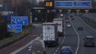 Traffic on the M2 into Belfast: the people of Northern Ireland endure a daily torture of ridiculous sea border stories. Photograph: Brian Lawless/PA Wire 