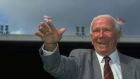 Sir Matt Busby in 1991: ‘I was in awe of him. Amazingly intelligent and cunning. Very hard and charming.’ Photograph: Ben Radford/Allsport/Getty Images