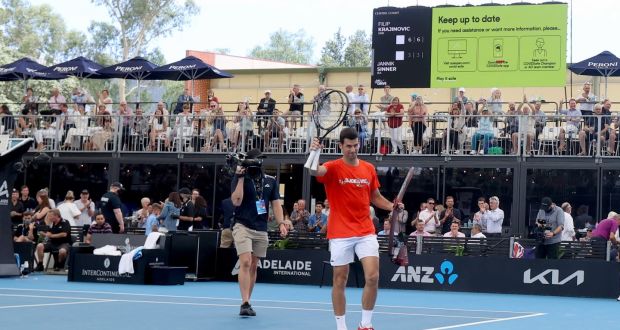  Novak Djokovic during the ‘A Day at the Drive’ event at Memorial Drive Tennis Centre in Adelaide. Photograph: EPA