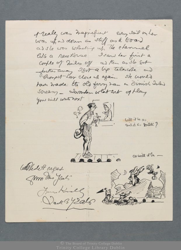 From a letter to JM Synge from Jack B Yeats, February 19th, 1907. Photograph: The Board of Trinity College Dublin