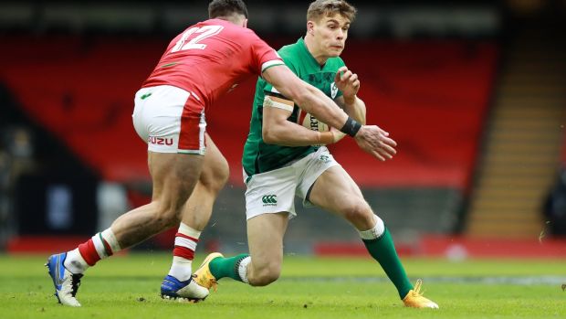 Garry Ringrose of Ireland is tackled by Johnny Williams. Photograph: David Rogers/Getty Images