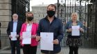 The Dying with Dignity group – Tom Curran, Vicky Phelan, Gino Kenny TD and Gail O’Rorke – campaigning outside Leinster House in September 2020.  Photograph: Nick Bradshaw/The Irish Times