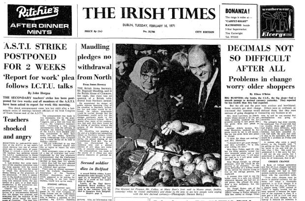 The Irish Times of February 16th, 1971, reported a ‘smooth passage’ to decimal currency with ‘far less trouble than expected’