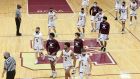 High School basketball players wear face masks during a meeting between the Reading High Red Knights and the Gov Mifflin Mustangs. Photograph: Ben Hasty/Getty