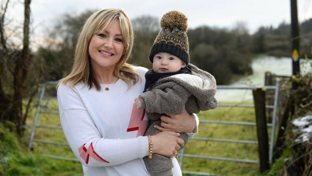 Laura Cunningham with baby Ziggy, pictured in Co. Cavan. Photograph: Dara Mac Dónaill