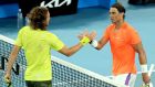 Rafael Nadal congratulates Stefanos Tsitsipas after his victory in Melbourne. Photograph: Brandon Malone/Getty/AFP