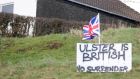  Loyalist sign  in  Larne,  Co Antrim protesting against the so-called Irish Sea border. Photograph: Stephen Davison