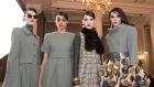 Paul Costelloe’s winter 2021 collection at a virtual London Fashion Show featured balloon skirts, bold plaids in yellow ochre shades, check pinafores and a parade of midnight blue ensembles.
