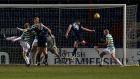 Jordan White scores the winner for Ross County against Celtic. Photograph: Getty Images