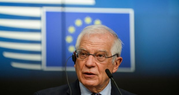 EU foreign affairs chief Josep Borrell is to make a list of names of Russian officials responsible for  ‘arrest, sentencing and persecution’ of Alexei Navalny. Photograph: Johanna Geron/AFP 