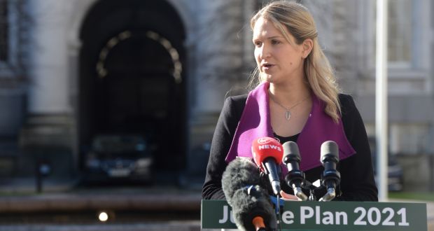 Minister for Justice Helen McEntee has been in regular contact with Garda Commissioner Drew Harris in relation to anti-lockdown protests, officials said. Photograph: Dara Mac Dónaill