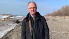 Mario Kinsella, who is originally from Dublin, on the shore of Lake Erie: ‘The white mounds are called ice dunes. They are very dangerous to walk on, as they could be 1mm or 1m thick’
