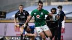  James Lowe in action for Ireland during te Six Nations clash against Italy at the Stadio Olimpico in Rome. Photograph: Filippo Monteforte/AFP via Getty Images