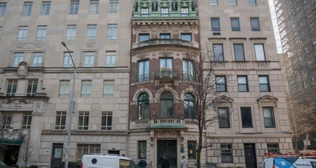 The American Irish Historical Society’s mansion on Fifth Avenue in Manhattan that is now on sale for $52 million. Photograph: Sarah Blesener/New York Times