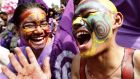 Revellers take part in a laughing session at the Gai Jatra festival in Kathmandu, Nepal in 2008. Photograph: Gopal Chitrakar/Reuters 