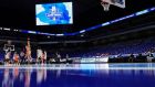 The Syracuse Orange and UConn Huskies tip off to an empty arena in the second round game of the 2021 NCAA Women’s Basketball tournament at the Alamodome in San Antonio, Texas. Photograph: Getty Images