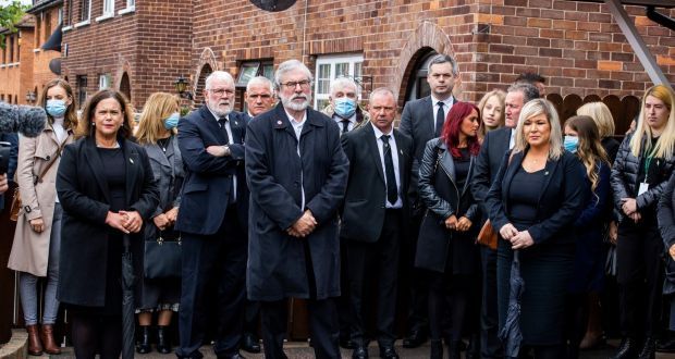Sinn Féin leader Mary Lou McDonald and Deputy First Minister of Northern Ireland Michelle O’Neill were among a number of senior party figures who attended Bobby Storey’s funeral in west Belfast. File photograph: Liam McBurney/PA Wire