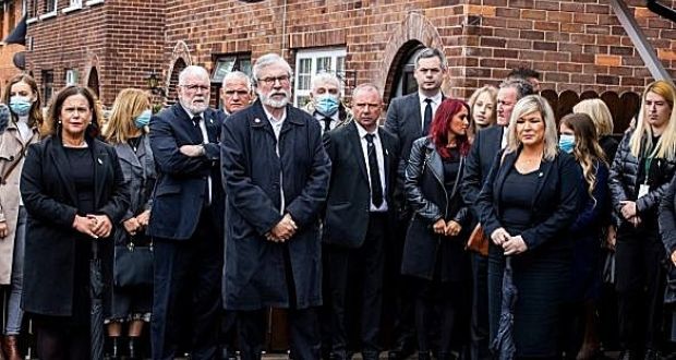 Sinn Féin leader Mary Lou McDonald and Deputy First Minister of Northern Ireland Michelle O’Neill were among senior party figures who attended Bobby Storey’s funeral in west Belfast. File photograph: PA