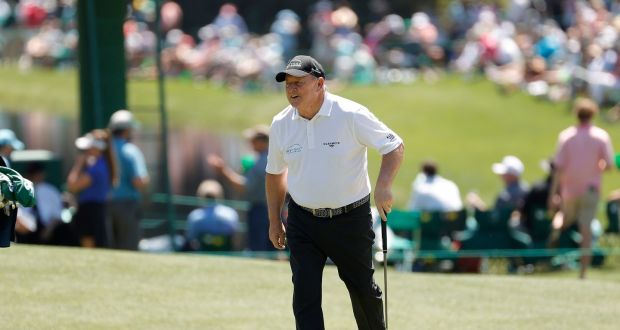  Ian Woosnam   on the sixth green during a practice round prior to the US Masters at Augusta National Golf Club  in Augusta, Georgia. Photograph:  Jared C. Tilton/Getty Images