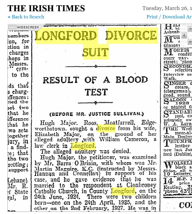 The Irish Times coverage of the High Court case on April 6th, 1935.