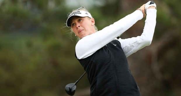 Jessica Korda during her second round of the LA Open at Wilshire Country Club  in California. Photograph: Getty Images