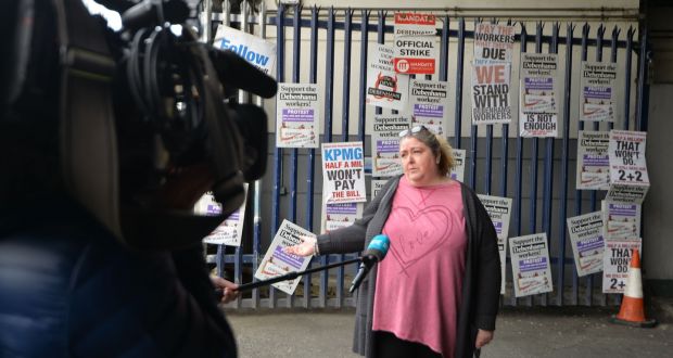 Jane Crowe, former Debenhams worker: The gardaí “were so rough that my jacket came off, my top came off and they broke the strap on my bra”. Photograph: Alan Betson 