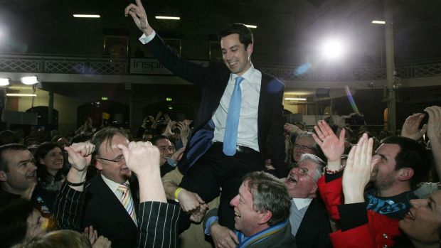 Fine Gael’s Eoghan Murphy celebrates his election in 2011. Photograph: Alan Betson