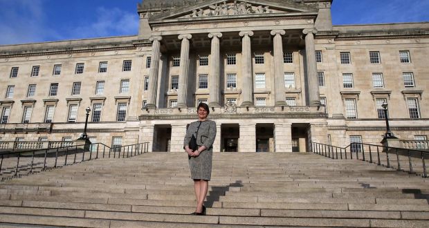 Arlene Foster outside Stormont,  on January 11th, 2016,  when she was  newly appointed First Minister of Northern Ireland. Photograph: Paul Faith / AFP