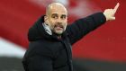  City manager Pep Guardiola: “We will always remember this season for the way that we won. I am so proud to be the manager here, and of this group of players.” Photograph:  Paul Childs/PA Wire