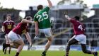 Meath’s Eamon Wallace kicks the winning point against Westmeath. Photograph: Brian Reilly-Troy/Inpho