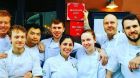 The Greenhouse: Mickael Viljanen (second right) and colleagues after their Dublin restaurant was awarded its second Michelin star, in 2020. Photograph: Instagram/Mickael Viljanen 