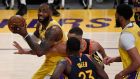 LeBron James during the Los Angeles Lakers’ win over the Golden State Warriors at Staples Center in California. Photograph: Kevork Djansezian/Getty Images