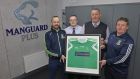Seán Hall, MD of Manguard Plus, and his son Darren Hall, with Moorefield GAA Club’s Mick Moloney and Kieran Murray, announcing Manguard’s sponsorship of Moorefield GAA Club, Kildare.