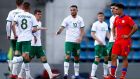 Ireland celebrate after Troy Parrott’s equaliser against Andorra. Photograph: Eric Alonso/Getty