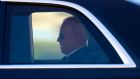 US president Joe Biden sits in a limousine in Geneva. Photograph: Denis Balibouse/Pool/AFP via Getty