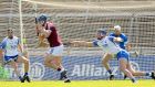 Galway’s Joe Canning scores his sides second goal during their Allianz League win over Waterford. Photo: James Crombie/Inpho