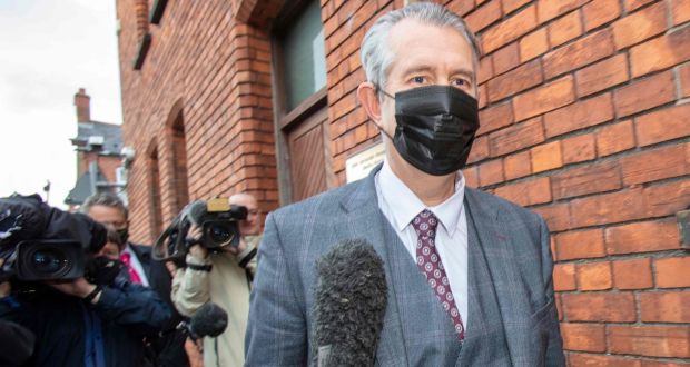 Edwin Poots, leader of the Democratic Unionist Party (DUP) leaves the party headquarters in Belfast on Thursday. Photograph:  Paul Faith / AFP  via Getty Images